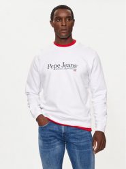 Pepe Jeans Bluza PM582699 Biały Regular Fit. Białe bluzy męskie Pepe Jeans, m, bez wzorów, z bawełny, bez ramiączek, bez kaptura. Za 179.99 zł.
