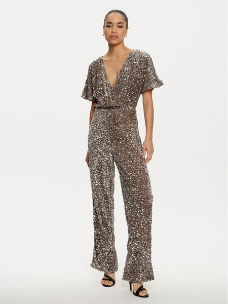 Pieces Kombinezon Kam 17153622 Złoty Regular Fit. Żółte sukienki damskie Pieces, s, bez wzorów, z syntetyku, bez kołnierzyka, bez ramiączek. Za 219.99 zł.