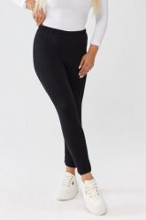 Klasyczne wygodne czarne legginsy OVERSIZE PLUS SIZE XXL JESIEŃ. Czarne legginsy damskie Moda Size Plus Iwanek, bez wzorów, z bawełny. Za 79.90 zł.