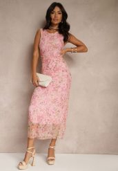 Różowa Sukienka Typu Bodycon w Kwiatowy Wzór Melavela. Czerwone sukienki damskie Renee, na spotkanie biznesowe, s, bez wzorów, klasyczne, bez kołnierzyka, bez ramiączek, maxi, bodycon. Za 89.99 zł.