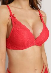 Czerwony Biustonosz Push Up z Ozdobną Koronką Herjana. Czerwone biustonosze Renee, bez wzorów, z koronki. Za 39.99 zł.