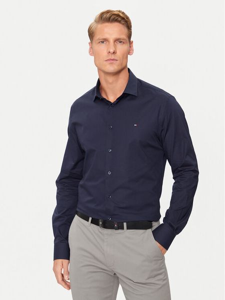 Tommy Hilfiger Koszula MW0MW38347 Granatowy Slim Fit. Niebieskie koszule męskie Tommy Hilfiger, m, bez wzorów, z bawełny, bez kołnierzyka, bez ramiączek. Za 279.99 zł.