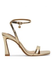 Nine West Sandały 123AL1713 Złoty. Żółte sandały damskie Nine West, bez wzorów, ze skóry, bez obcasa, na słupku, bez zapięcia. Za 183.99 zł.