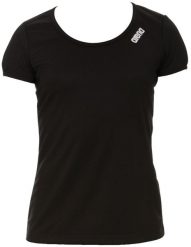 ARENA KOSZULKA DAMSKA PERFORMANCE TEE BLACK 1D20050 ROZMIAR XS. Czarne bluzki damskie ARENA, xs, bez wzorów, bez kołnierzyka, bez ramiączek. Za 67.62 zł.