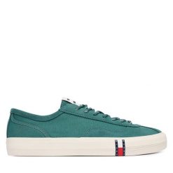 Tenisówki Tommy Hilfiger. Zielone trampki męskie Tommy Hilfiger, bez wzorów, bez zapięcia. Za 369.99 zł.