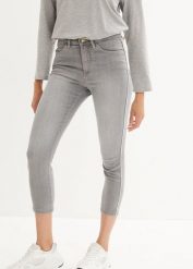 Jeansy o kroju skinny 7/8 z wygodnym stretchem. Szare jeansy damskie bonprix, bez wzorów, z jeansu. Za 82.99 zł.