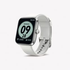 Zegarek smartwatch multisportowy cardio Decathlon CW500 S. Białe, analogowe zegarki męskie Decathlon, z aplikacjami, z materiału, plastikowe. Za 149.99 zł.