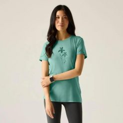 T-shirt damski Regatta Fingal Stretch. Zielone t-shirty damskie Regatta, m, bez wzorów, z elastanu, bez kołnierzyka, bez ramiączek. Za 89.50 zł.