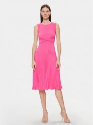 Nissa Sukienka koktajlowa RZ14841 Różowy Slim Fit. Czerwone sukienki damskie Nissa, bez wzorów, z syntetyku, wizytowe, bez kołnierzyka, bez ramiączek. Za 779.99 zł.