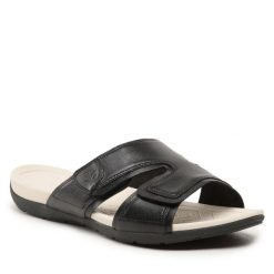 Klapki Caprice. Czarne klapki damskie Caprice, bez wzorów, bez obcasa, bez zapięcia. Za 249.99 zł.