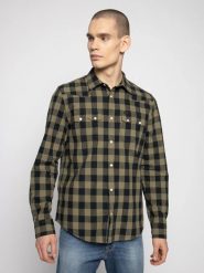 LEE RIDER SHIRT MĘSKA KOSZULA UTILITY GREEN L851DLNG 112122478. Zielone koszule męskie Lee, l, bez wzorów, bez kołnierzyka, bez ramiączek. Za 129.99 zł.