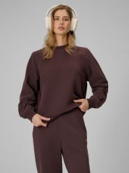 4F Bluza dresowa loose bez kaptura damska - brązowa XL. Brązowe bluzy damskie 4F, l, bez wzorów, z bawełny, bez ramiączek, bez kaptura. Za 129.99 zł.