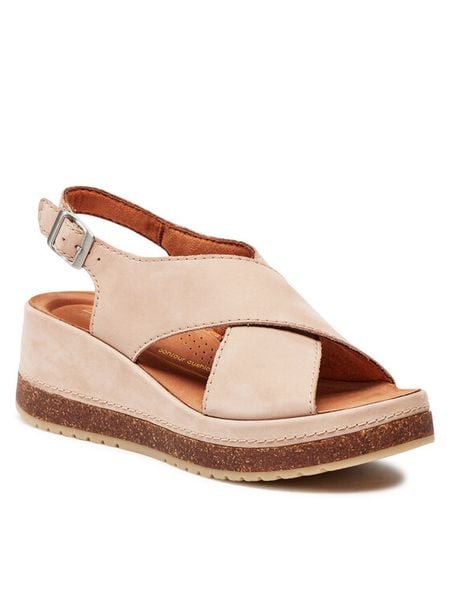 Clarks Sandały Kassanda Step 26177302 Różowy. Czerwone sandały damskie Clarks, bez wzorów, z nubiku, bez obcasa, na koturnie, bez zapięcia. Za 539.99 zł.