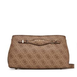 Torebka Guess. Brązowe listonoszki damskie Guess, z aplikacjami, bez dodatków. Za 379.99 zł.