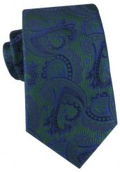 Ciemnozielony Krawat z Granatowym Wzorem Orientalnym - Alties. Niebieskie krawaty i muchy Alties, bez wzorów, z tkaniny, eleganckie. Za 55.00 zł.