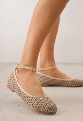 Ciemnobeżowe Siateczkowe Balerinki z Wkładką ze Skóry Naturalnej Ozdobione Aplikacją Adriarissa. Brązowe balerinki damskie Born2be, na lato, z aplikacjami, ze skóry, biznesowe, bez obcasa, bez zapięcia. Za 69.99 zł.