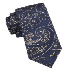 Elegancki Męski Krawat - Alties - Granatowy z Orientalnym Wzorem. Niebieskie krawaty i muchy Alties, bez wzorów, z tkaniny, eleganckie. Za 49.00 zł.