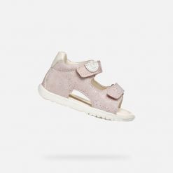 Sandały Geox Model B Sandal Macchia Gir Kolor Rose. Białe sandały męskie Geox, na lato, bez wzorów, ze skóry, bez zapięcia. Za 226.99 zł.