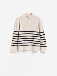 Sweter z wełną - złamana biel. Swetry męskie Reserved, l, bez wzorów, z dzianiny, bez kołnierzyka, bez ramiączek. Za 239.99 zł.