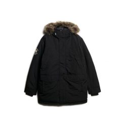 Parka z syntetycznym futrem Superdry Everest. Czarne parki męskie Superdry, na zimę, m, bez wzorów, z syntetyku, eleganckie, bez kołnierzyka, bez kaptura. W wyprzedaży za 779.00 zł.