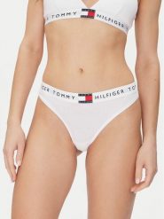 Tommy Hilfiger Stringi UW0UW06039 Biały. Białe majtki damskie Tommy Hilfiger, z bawełny. Za 59.99 zł.