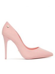 DeeZee Szpilki AB2-4503 Różowy. Czerwone szpilki damskie DeeZee, bez wzorów, ze skóry, bez obcasa, na szpilce, bez zapięcia. Za 139.99 zł.
