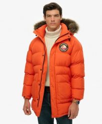 Superdry Parka longline Everest pikowana – Oversize, recycled padding. Brązowe parki męskie Superdry, l, bez wzorów, z futra, bez kołnierzyka. Za 1,012.15 zł.