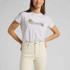 DAMSKI T-SHIRT LEE KANSAS GRAPHIC TEE LILAC HUNT L44HEPQC 112109879. T-shirty damskie Lee, l, bez wzorów, bez kołnierzyka, bez ramiączek. Za 69.99 zł.
