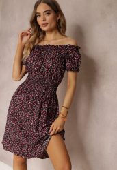 Czarno-Czerwona Bawełniana Sukienka z Gumką w Talii o Fasonie Hiszpanki Jazmi. Czarne sukienki damskie Renee, na co dzień, l, z aplikacjami, z bawełny, eleganckie, bez kołnierzyka, bez ramiączek, midi, kopertowe. Za 39.99 zł.