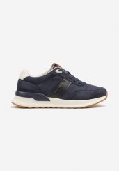 Granatowe Buty Sportowe Sneakersy z Ozdobnym Napisem Zaliadne. Niebieskie buty sportowe męskie Born2be, bez wzorów, bez zapięcia. Za 129.99 zł.