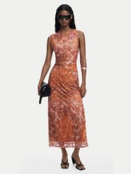Desigual Sukienka koktajlowa Lua 25WWVK26 Pomarańczowy Slim Fit. Brązowe sukienki damskie Desigual, l, bez wzorów, z syntetyku, wizytowe, bez kołnierzyka, bez ramiączek. Za 459.99 zł.