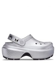 Crocs Klapki Stomp Metallic Clog 210362 Srebrny. Szare klapki damskie Crocs, bez wzorów, z tworzywa sztucznego, bez obcasa, bez zapięcia. Za 319.99 zł.