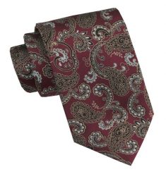 Klasyczny, Męski Krawat - Szeroki - Chattier - Bordo w Orientalny Wzór. Czerwone krawaty i muchy Chattier, bez wzorów, z tkaniny, eleganckie. Za 49.00 zł.
