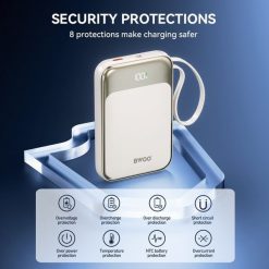 BWOO P80 powerbank PD 20W 10000 mAh z kablem usb-c i wyświetlaczem złoty. Żółte powerbanki Wekome. Za 79.30 zł.