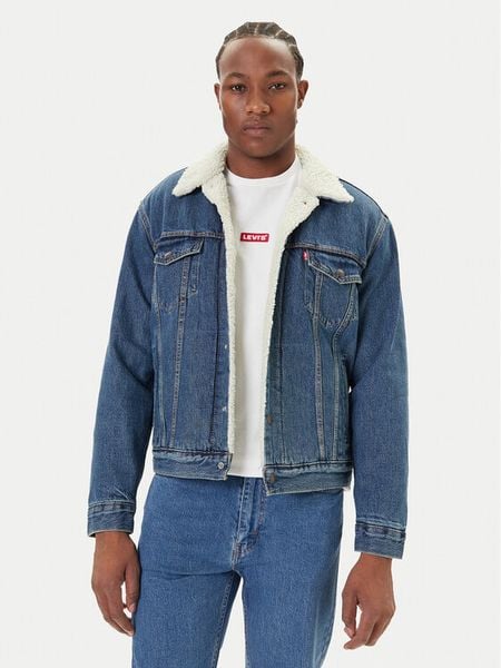 Levi's® Kurtka jeansowa Type III Sherpa 16365-0292 Niebieski Regular Fit. Niebieskie kurtki męskie l, bez wzorów, z bawełny, bez kaptura. Za 509.99 zł.