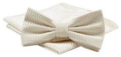 Mucha Męska Alties z Poszetką - Kremowa. Białe krawaty i muchy Alties, bez wzorów, eleganckie. Za 54.00 zł.