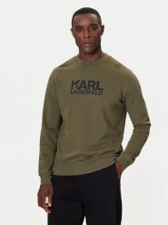 KARL LAGERFELD Bluza 705091 554917 Zielony Regular Fit. Zielone bluzy męskie KARL LAGERFELD, m, bez wzorów, z bawełny, bez ramiączek, bez kaptura. Za 439.99 zł.