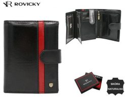 Portfel skórzany Rovicky 22313L-RVTP czarny. Czarne portfele męskie ROVICKY, z aplikacjami, ze skóry. Za 105.99 zł.
