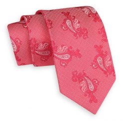 Różowy Klasyczny Szeroki Krawat -Angelo di Monti- 7 cm, Męski, Wzór Paisley, Łezki. Czerwone krawaty i muchy Angelo di Monti, bez wzorów, eleganckie. Za 45.00 zł.