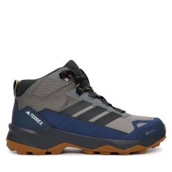 Trekkingi adidas. Szare botki męskie Adidas, bez wzorów, z gore-texu, bez obcasa, bez zapięcia. Za 599.99 zł.