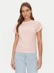 Guess T-Shirt V5GI15 J1314 Różowy Shirt Fit. Czerwone t-shirty damskie Guess, xs, z aplikacjami, z bawełny, bez kołnierzyka, bez ramiączek. Za 79.99 zł.