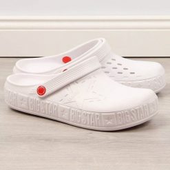 Big Star Klapki piankowe kroksy białe Big Star II275003 41. Białe klapki damskie BIG STAR, bez wzorów, retro, bez obcasa, bez zapięcia. Za 69.99 zł.