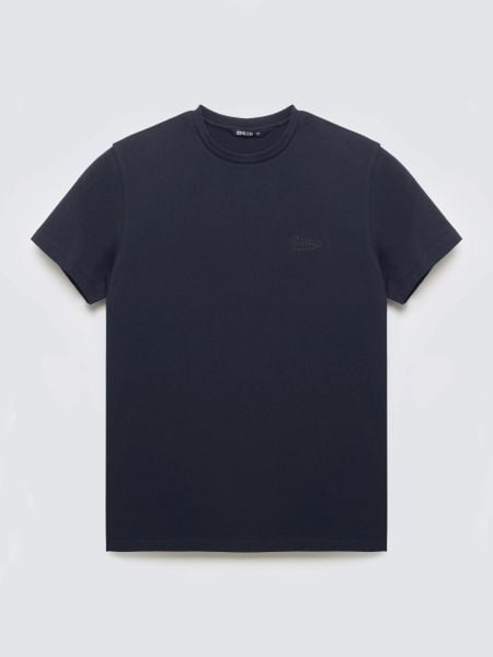 Koszulka męska z nadrukiem na piersi granatowa Serer 403. Niebieskie t-shirty męskie BIG STAR, l, bez wzorów, z bawełny, bez kołnierzyka, bez ramiączek. Za 99.99 zł.