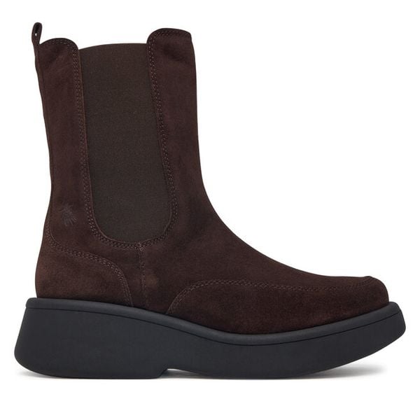 Botki Fly London. Brązowe botki damskie Fly London, bez wzorów, bez obcasa, na płaskiej podeszwie, bez zapięcia. Za 834.99 zł.