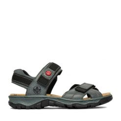 Sandały Rieker. Niebieskie sandały damskie Rieker, bez wzorów, bez obcasa, na płaskiej podeszwie, bez zapięcia. Za 319.99 zł.