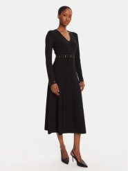 TWINSET Sukienka dzianinowa 252TP3271 Czarny Regular Fit. Czarne sukienki damskie Twinset, s, bez wzorów, z dzianiny, bez kołnierzyka, bez ramiączek. Za 899.99 zł.