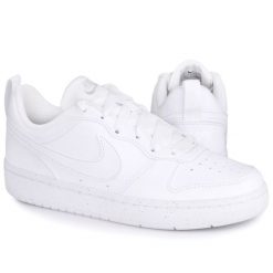 Buty damskie sportowe do chodzenia Nike COURT BOROUGH LOW RECRAFT. Białe obuwie sportowe damskie Nike, bez wzorów, bez zapięcia, trekkingowe, Nike Court. Za 303.99 zł.