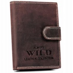 Portfel skórzany Always Wild N4L-CHM-BL brązowy. Brązowe portfele męskie Always Wild, bez wzorów, z nubiku. Za 44.99 zł.