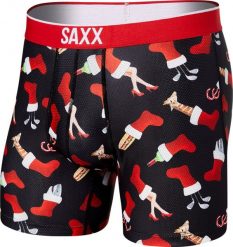 SAXX Bokserki męskie sportowe SAXX VOLT Boxer Brief świąteczna skarpeta czarne M. Czarne bokserki męskie Saxx, bez wzorów. Za 110.49 zł.