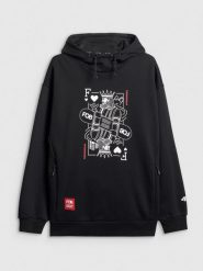 4F Bluza dresowa nierozpinana z kapturem męska - czarna L. Czarne bluzy męskie 4F, l, bez wzorów, z dresówki, klasyczne, bez ramiączek, z kapturem. Za 249.99 zł.